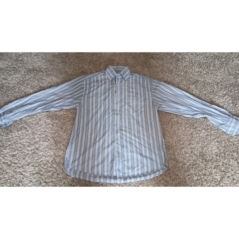 Mens Nino Button-up Shirt Size Large Color Blue Yellow Brown Preppy Designer